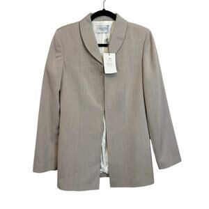 Chantal Paris Blazer Jacket Womens 10 Gray Virgin Wool Formal Academia Italy NWT